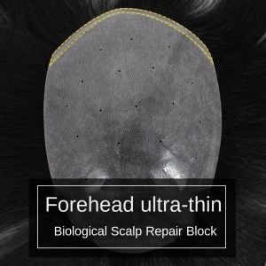 Hand Ultra thin biological scalp 100% Human Hair Man Toupee Natural Looking Straight  Wig Remy Human Natural Hair Men Toupee Invisible Knots