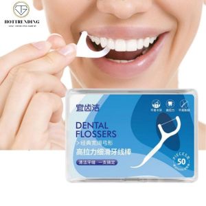 Hộp 50 Cây Tăm Chỉ Nha Khoa Đảm Bảo An Toàn Răng Miệng Trùm Sỉ Gia Thành