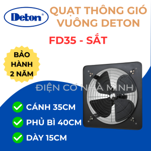 🌀 QUẠT THÔNG GIÓ VUÔNG CÔNG NGHIỆP DETON FD – SIZE 30/35 CM