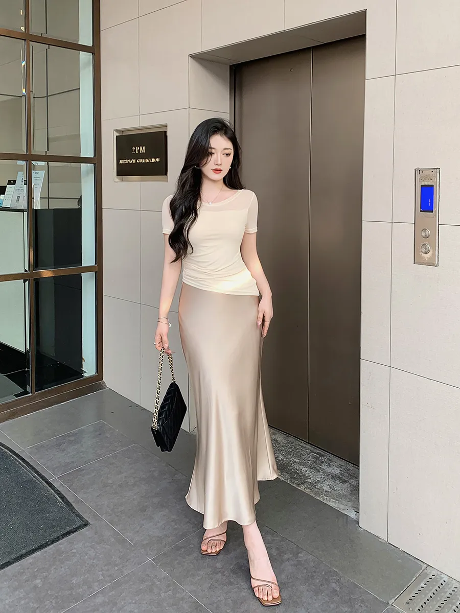 Satin Silk Skirt Premium