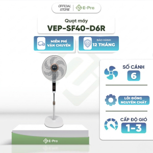 Quạt đứng E-pro D6R - Hẹn giờ 9 tiếng - 3 cấp độ gió linh hoạt