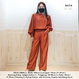 4824 sharine button collar puffy long one set wanita