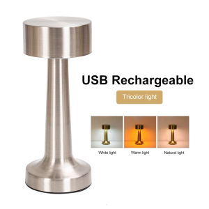 โคมไฟตั้งโต๊ะ โคมไฟ LED ตั้งโต๊ะแบบสัมผัสชาร์จไฟได้3สี โคมไฟหัวเตียง ตกแต่งห้อง โต๊ะอาหาร ชาร์จ USB แบบเรียบง่ายข้างเตียงบาร์ไฟตกแต่งกลางแจ้งไฟกลางคืน