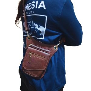 Tas Selempang Waistbag Pria Kulit Asli - Tas Pinggang Kulit Asli - Tas Kulit Asli Pria Crazy Horse - aril noah - diskon