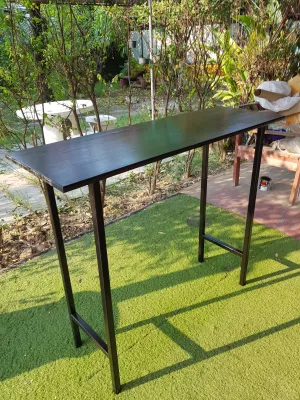 โต๊ะบาร์ไม้ยางพารา สไตล์ลอฟท์ 40x80x100 ซม. สีโอ๊ค สวย ทันสมัย รุ่น TM1004080-0003-EX