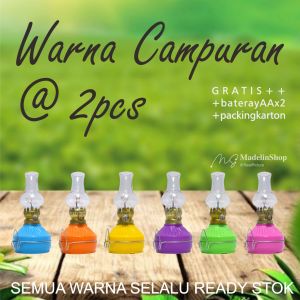 1 LUSIN (12pcs) Lampu Teplok 2 LED Gratis Bateray AA Tempel Dinding Dekorasi Unik Retro