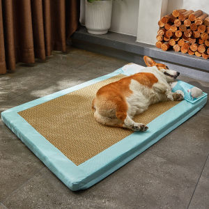 Cooling Silk Dog Bed Mats Washable for Big Dogs Small Dogs Puppy Bed with Removable Cover Egg Crate Foam Pet Mat for Summer