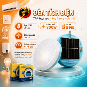 Bóng sạc tích điện có sạc NLMT 300w / phi 180mm thời gian sử dụng 5-8h / 5 pin