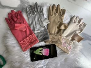 [SIÊU RỂ] GĂNG TAY CHỐNG NẮNG BAO TAY  NỮ CHỐNG NẮNG  CHẤT THUN LẠNH CỔ TAY PHỐI REN DÀY 2 LỚP BẢO VỆ TAY KHỎI SẠM ĐEN KIM YENS MẸ VÀ BÉ