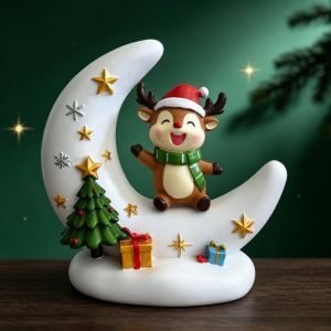 YERZ Snowman Christmas Night Light Moon Shape Reindeer LED Desk Light Atmospheric Decorations Home Decor Santa Claus Table Lamp Christmas