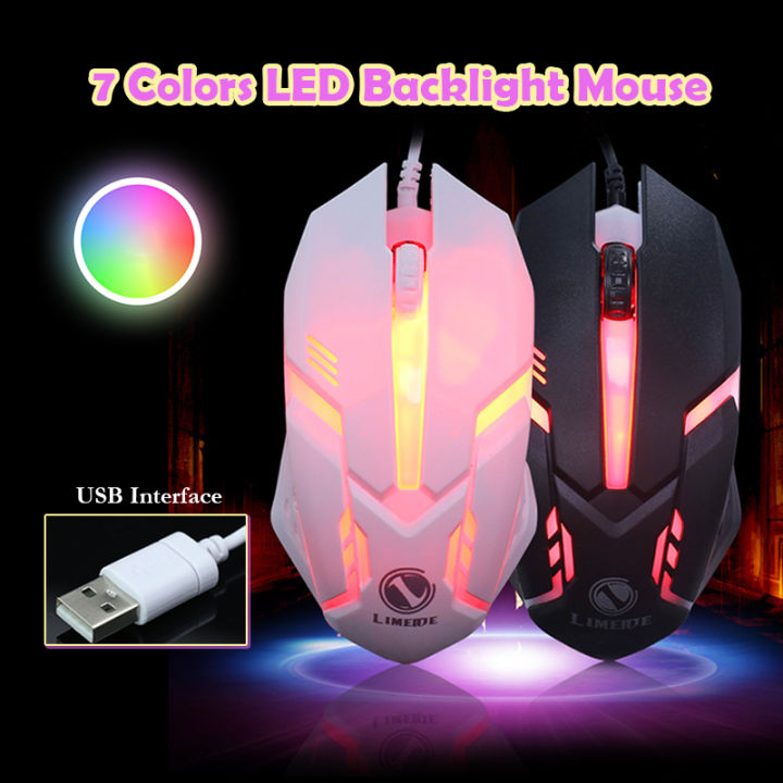 USB Wired Gaming Mouse High Performance Mouse With 7 Colours Rainbow ...