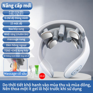 RUNVEX Máy Massage vai gáy cổ Smart Neck Massager massage xung điện+rung Máy massage cổ vai gáy 8D Chườm Nóng ở mức nhiệt không đổi 42℃ Giảm đau vai và cổ
