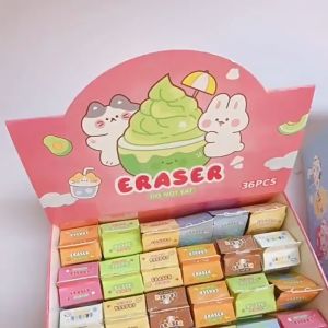 36PCS Eraser Set with Mini Milk Box Cute Animal Rabbit School Study Stationery Mini Pemadam Kid Gift