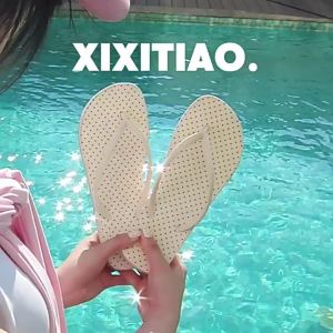 XIXITIAO Simple Polka Dot Flip-Flops Summer Outdoor Wear Casual Comfortable Beach Womens Sandals
