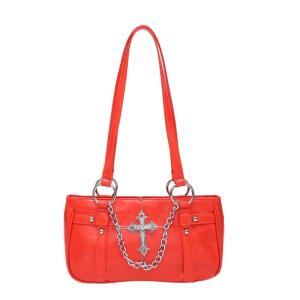 Độc đáo Gothic Dây chuyền kim loại trang trí nách túi Túi đeo vai bằng da PU thích hợp cho hàng ngày đi du lịch và tụ họp