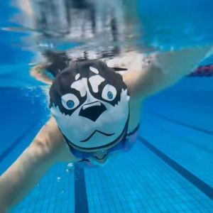 FGJEB Funny Swimming Hat Dog Creative Bathing Caps Comfortable Wear Fuuny Diving Hat Swimming Pool