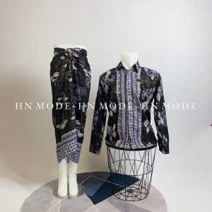 HN MODE - Couple rok lilit mix kemeja panjang floral volume 3 / couple batik terbaru