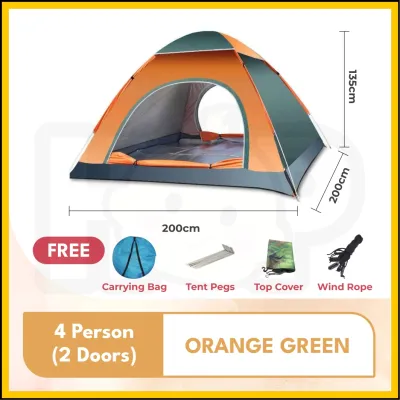 Khemah Camping Tent 3/4 Person 2 Sec Pop Up Tent Khemah Tent Camping & Hiking Khemah Pop Up Khemah Outdoor Rapid Tent
