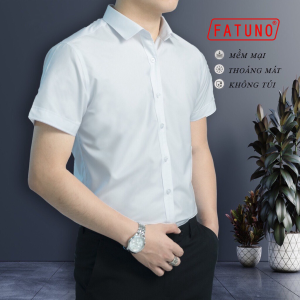 Áo sơ mi nam FATUNO ngắn tay Hàn Quốc dáng ôm cổ bẻ vải lụa cao cấp chống nhăn chống xù không phai màu