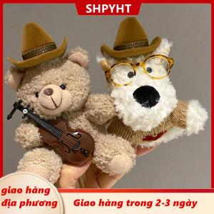 [COD] SHPYHT Giao hàng địa phương Dễ thương Violin gấu nâu tây Highland Dog búp bê sang trọng Vòng hiển thị hộp đồ trang sức tổ chức Quà Tặng