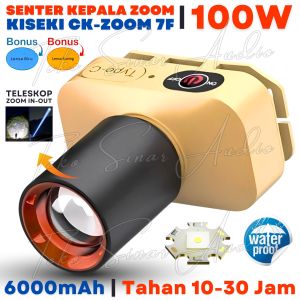 250W | Tahan 30 Jam Senter Kepala KISEKI ZOOM SERIES Lensa Optik Zoom 2 LED Laser Tanam Cahaya Kuning + Putih Baterai Cas 6000mAh Senter Kepala Kiseki 13DL / 12 DL / 11DL / 10DL / 8DL / 9F / 8F / 7F / 5F | GRATIS ONGKIR | TOKO SINAR AUDIO