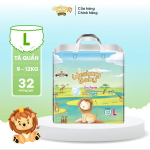 Tã Quần Trẻ Em WESBURG BABY – Siêu Thấm Hút Thoáng Khí 360° Mềm Mại Ôm Khít Size L x32 miếng Cho Bé 9-12kg