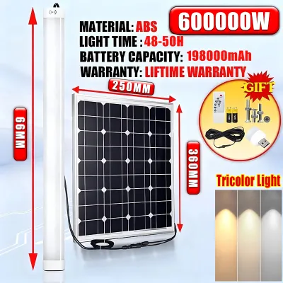 Solar Light Indoor Light 120000W Tube Light IP67 Waterproof Ceiling Light Tricolor Light With Panel