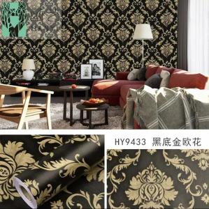 Wallpaper Sticker Dinding Motif Batik Hitam Gold