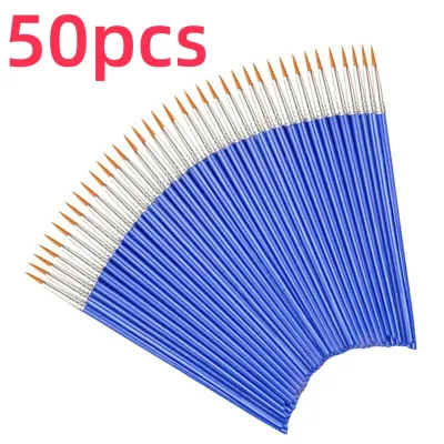 YILQQPER 50Pcs ชุดพู่กันระบายสี Art รอบแบนผมไนลอนแปรงสีสำหรับน้ำมันสีอะคริลิคเด็ก/ศิลปิน/เริ่มต้น/นักเรียน