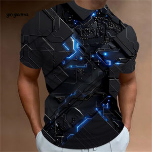 Fashion Mens T-Shirt 3D Geometric Printed Short Sleeve T-Shirt Street Design O Neck Top Summer Mens Oversized Casual Clothing