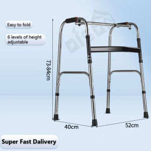Adult Walker With Wheels Adjustable Aid Walker Crutch Cane Stick Stainless Steel Foldable For Elderly Handicapped Medical Walker With Chair