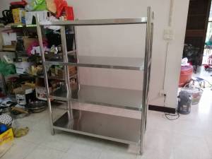 ชั้นวางของ ชั้นวางของสแตนเลส 4ชั้นวาง ชั้นวางของในครัว ชั้นวางของ 4ชั้น แบบแผ่นขนาดใหญ่ ขนาดกว้าง50xสูง155 cm. มีให้เลือก 3ขนาด : ยาว100/120 และ150cm.