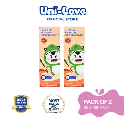 UniLove Olaflur Kids Toothpaste (3+ Years Old) (Orange Juice) 60g Pack of 2