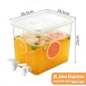 8.8L Refrigerator Drink Dispenser with Dual Tap Beverage Container with Lid for Juice