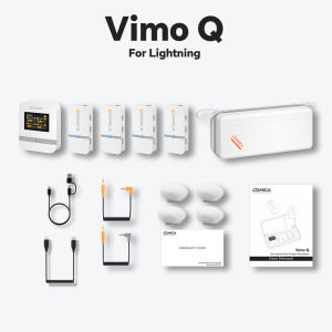Comica Vimo Q ไมโครโฟนไร้สาย4ช่องพร้อมไมโครโฟนคอนเดนเซอร์ AI Denoise แบตเตอรี่น้ำหนักเบา16ชั่วโมงพร้อมไมโครโฟนสายคล้องคอเคสชาร์จสำหรับกล้อง DSLR แผ่นรองโทรศัพท์พีซีบันทึก Vlogging