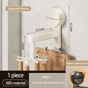 [ SG Stock ] 360 °   rotating kitchen suction hook non drilling cookware storage rack shovel spoon pot hanging rack