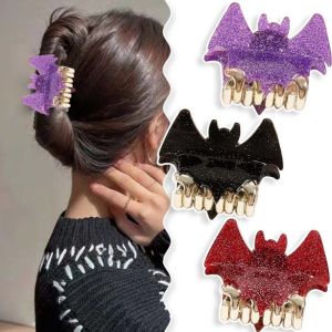 MYCOLOR Y2K Halloween Bat Hair Claw Dazzling Colors Alloy Shiny Acrylic Shark Clip Hair Accessories Headdress Bat Wings Hair Claw Women
