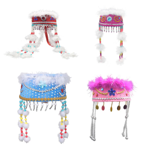 Mũ dân gian dân tộc thiểu số để bảo vệ khỏi ánh mặt trời vào những ngày đi biển biểu diễn múa Mũ Mông Cổ dân tộc Trung Quốc