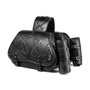 1คู่สไตล์ Punk ย้อนยุคกระเป๋าเครื่องมือมอเตอร์ไซค์กระเป๋ากันน้ำกระเป๋ากระเป๋าถือเดินทางหนัง PU กระเป๋าข้างกระเป๋าห้อยทับ
