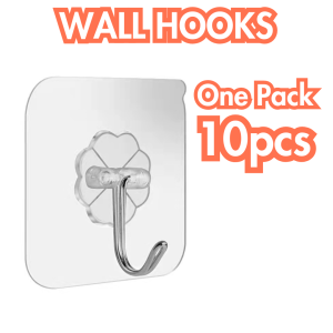 10Pcs Transparent Magic Wall Hooks Strong Adhesive No Drill Holder for Bathroom Kitchen Home Storage Heavy Duty Hanging