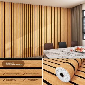 CRUSHES 0.6x3m 3D Foam Ceiling Self-adhesive Linear Wood Pattern Background Wallpaper  Waterproof Wall Stickers