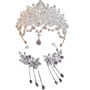 Frosted Rhinestones Bridal Crowns And Earrings Set Glittering Metal Bridal Cosplay Accessories For Costume Photography