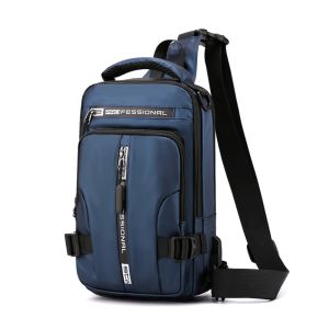 PTK52 ชาร์จ USB กระเป๋าหน้าอกผู้ชาย กระเป๋าหลายช่อง กระเป๋าสะพายไหล่ กระเป๋าข้อความกีฬา แฟชั่น สีพื้น กระเป๋าสะพายข้าง ผู้ชาย