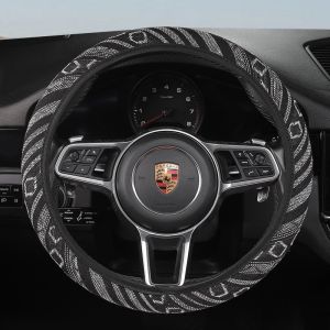 Ethnic Style Steering Wheel Cover Non Slip Breathable Linen No Inner Rim For Regular Cars Soft Grip