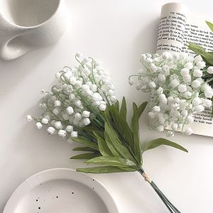 Hoa Giả Hoa Linh Lan 1 cành 4 nhánh trang trí làm hoa cưới decor phòng siêu Hoa Lan chuông nhựa để bàn