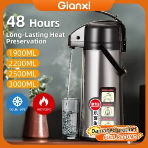 XIAOM1 Pressing cold water bottle Thermos Warmer Pneumatic Hot Water Bottle Large Capacity Boiling Water Bottle Insulated Kettle