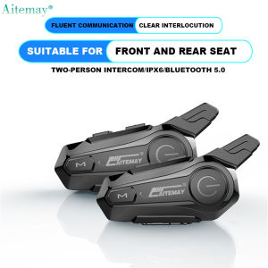 Aitemay E1 Motorcycle Bluetooth Helmet Intercom Wireless Handsfree Headset IPX6 Waterproof