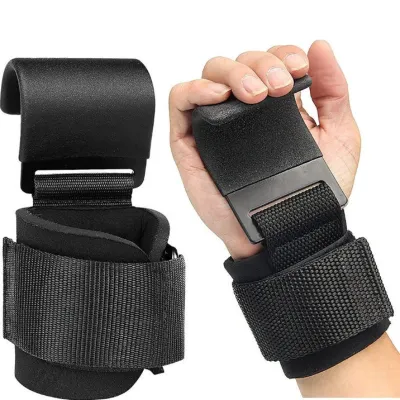 2pcs Sarung Tangan Kebugaran /Hook Gym Glove/Sarung Tangan Gym/Dengan Alat Latihan Pull-Up Negatif Angkat Besi Pegangan Kait