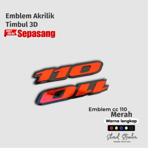 Emblem akrilik CC 110 timbul universal logo cc motor cc 110 timbul sepasang kanan & kiri