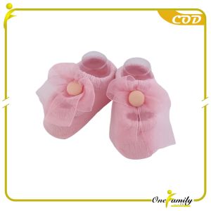 ONE-P615 Kaos Kaki Pendek Bayi Perempuan Motif Renda Bunga Pita / Kaos Kaki Anak Perempuan Lucu / Kaus Kaki Pita Baby Sock Import